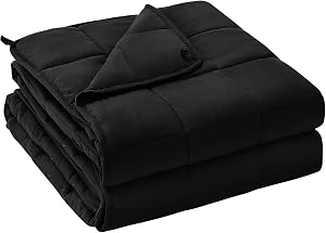 yescool Weighted Blanket for Adults (20 lbs, 60" x 80", Black) Cooling Heavy Bla