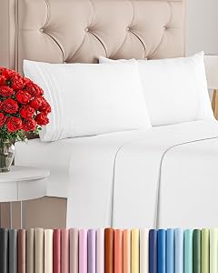 Queen Size 4 Piece Sheet Set - Comfy Breathable & Cooling Sheets - Hotel Luxury Bed Sh