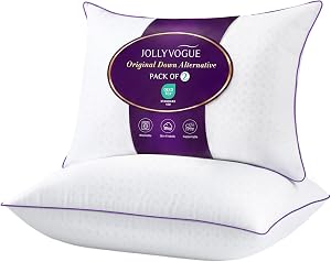 JOLLYVOGUE Firm Pillows Queen Size Set of 2, Supportive & Cooling Bed Pillows with Oek