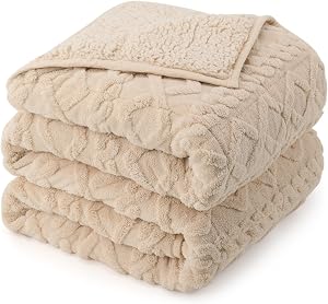 Weighted Blanket Queen Size 15lbs, Classy Soft Jacquard Sherpa Weighted Blankets for Sleep