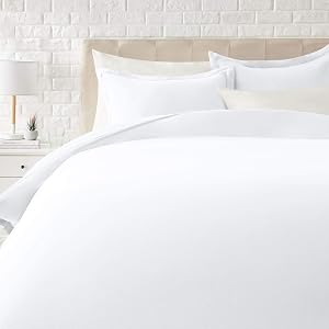 Amazon Basics Lightweight Microfiber 3 Piece Duvet Cover Set with Zipper Closure, King, Br