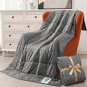 Smart Queen Weighted Blanket 15lbs (48”x72”,Grey) Twin Size Soft Cooling Heavy Blanket for
