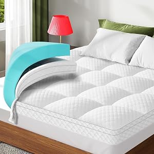 Dual Layer 3 Inch Memory Foam Mattress Topper Queen Size, 2 Inch Cooling Gel Memory Foam P
