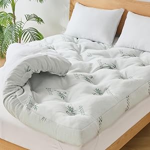 WhatsBedding 4 Inch Memory Foam Mattress Topper Queen for Back Pain Relief, Filled with Br