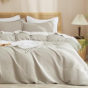 PHF Waffle Weave Duvet Cover Set King Size, No Snagging Ultra Soft Luxury Textured Breatha