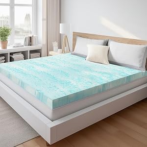 Sweetcrispy Mattress Topper Queen, Memory Foam 3 Inch Thick Gel Infused Cooling Pad for Pr