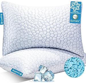 QUTOOL Cooling Pillow for Sleeping, CertiPUR-US Shredded Memory Foam Queen Pillows Set of