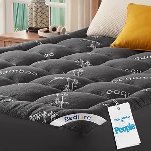 BEDLORE Queen Mattress Topper Viscose Derived from Bamboo, Thick Pillow Top Mattress Pad w