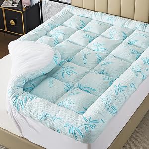 WhatsBedding 5 Inch Queen Mattress Topper Breathable Bamboo Viscose Air Layer,Memory Foam