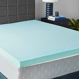 Amazon Basics Cooling Gel-Infused Memory Foam Mattress Topper for Better Sleep Support, Ce